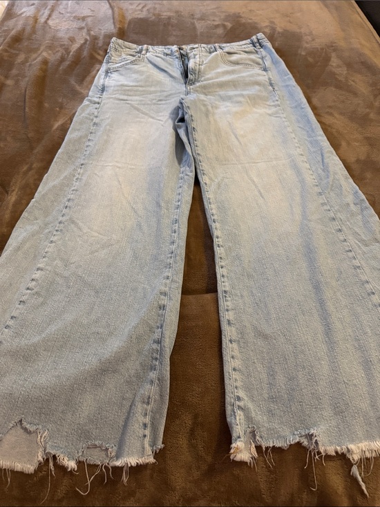 Pilcro Denim - Pilcro Light Blue Wide-Leg Jeans with Frayed Hem